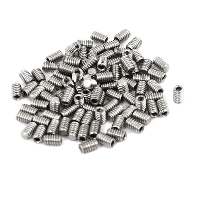uxcell Uxcell 100 Pcs M2 x 3mm 304 Stainless Steel Hex Socket Drive Flat Point Grub Screw