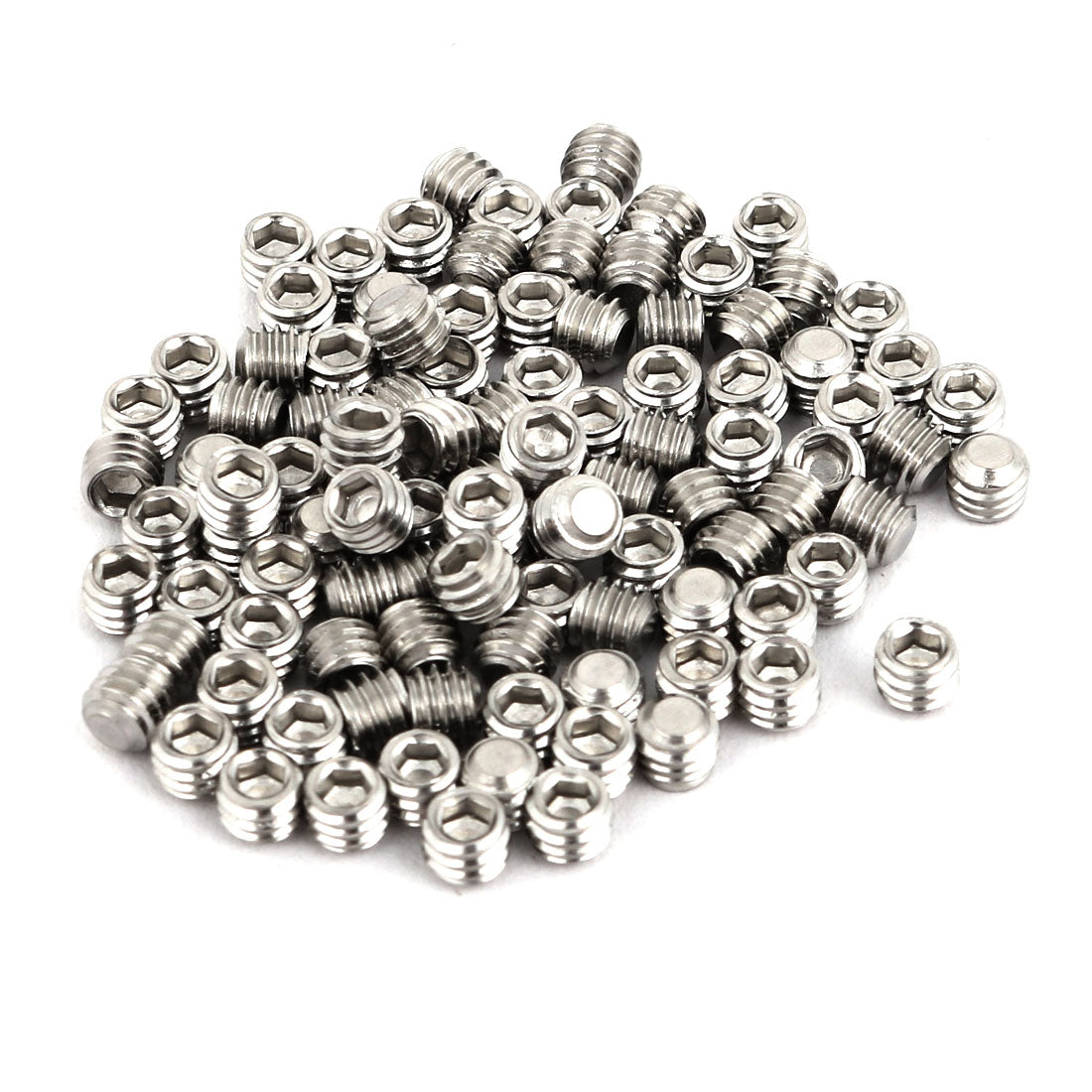 uxcell Uxcell 100 Pcs M4 x 3mm 304 Stainless Steel Hex Socket Drive Flat Point Grub Screw