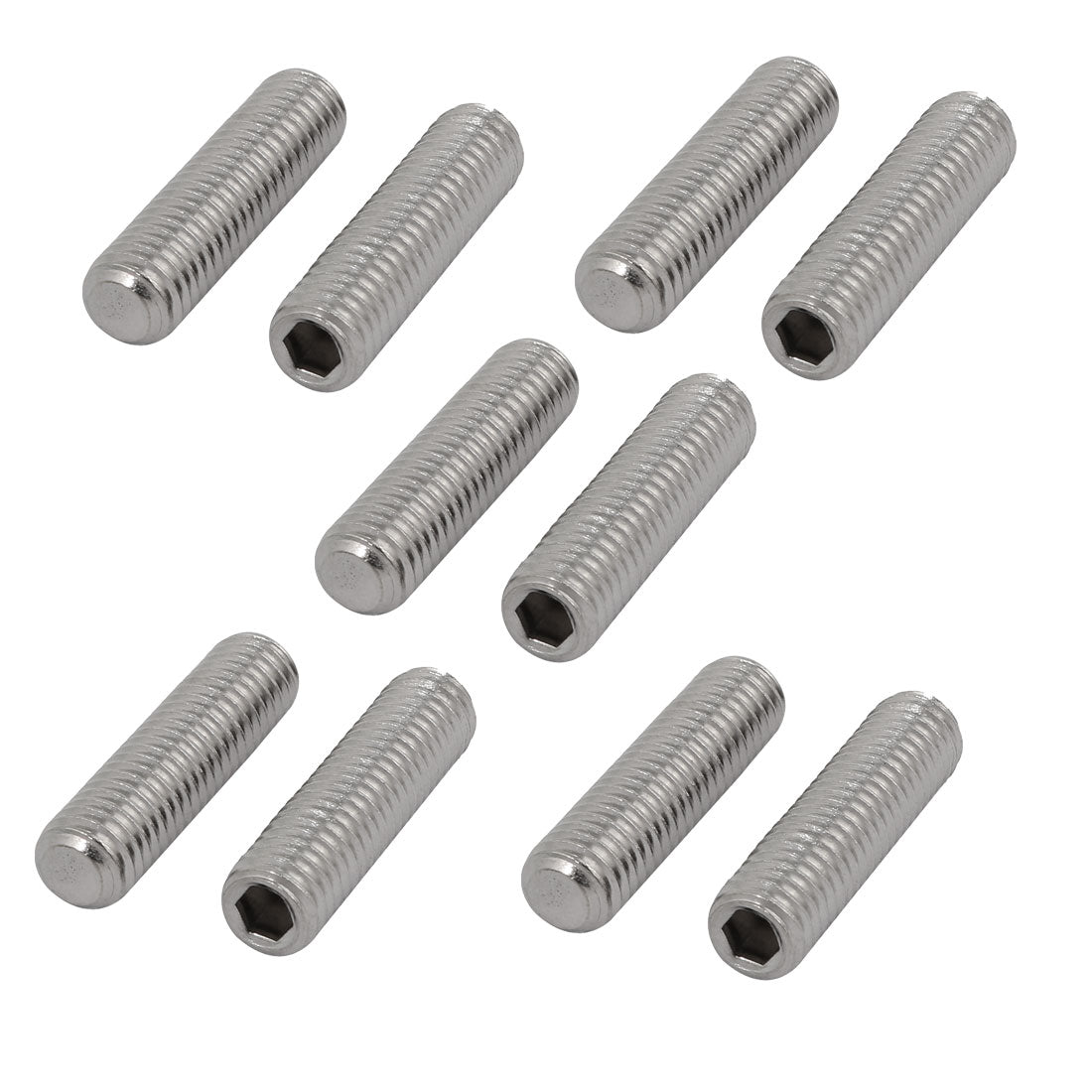 uxcell Uxcell 10 Pcs M8 x 30mm 304 Stainless Steel Hex Socket Drive Flat Point Grub Screw