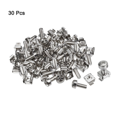 Harfington Uxcell 30 Pack, Cage Nuts and Screws, M6x20mm, 304 Stainless Steel for Server Rack Cabinet
