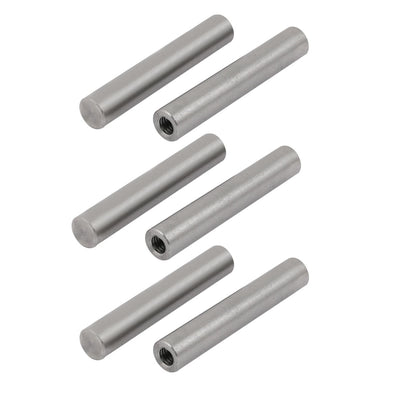 Harfington Uxcell 304 Stainless Steel M6 Female Thread 10mm x 60mm Cylindrical Dowel Pin 6pcs