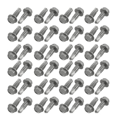 Harfington Uxcell M4.2x13mm 410 Stainless Steel Self Tapping Drilling Hex Flange Bolt 50pcs