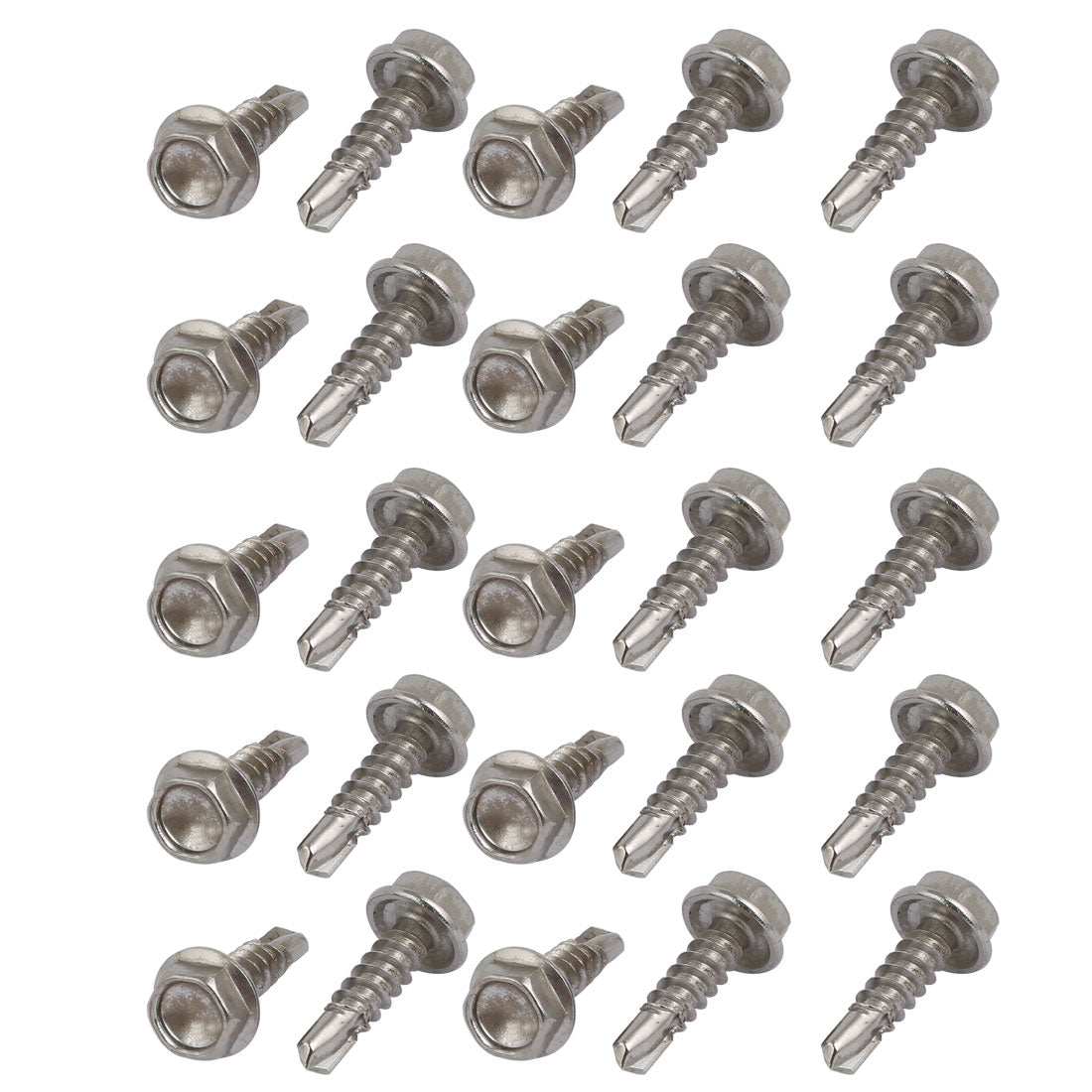 uxcell Uxcell M4.2x16mm 410 Stainless Steel Self Tapping Drilling Hex Flange Bolt 25pcs
