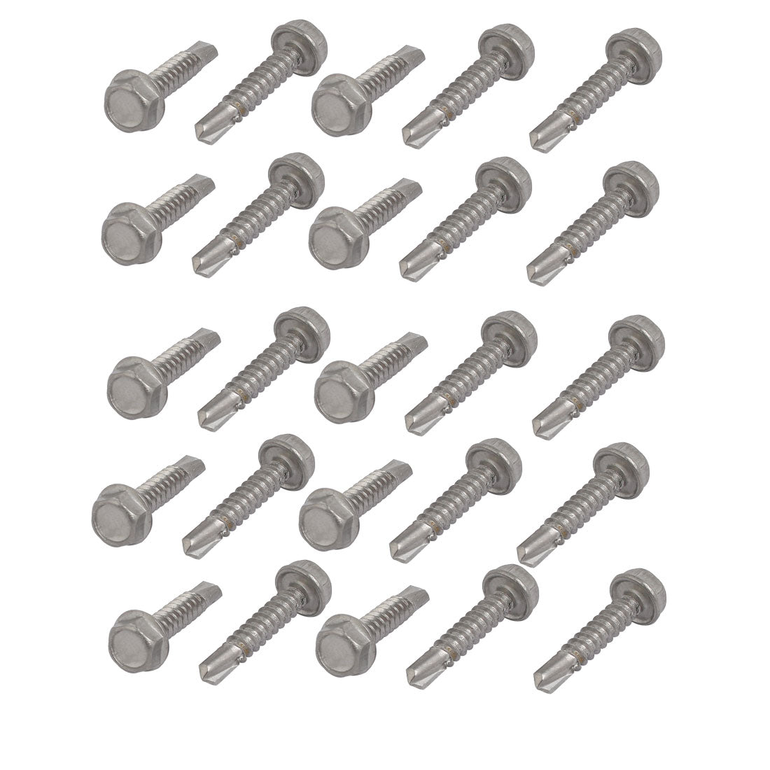 uxcell Uxcell M4.8x25mm 410 Stainless Steel Self Tapping Drilling Hex Flange Bolt 25pcs