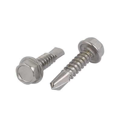 Harfington Uxcell M6.3x25mm 410 Stainless Steel Self Drilling Hex Flange Bolt 15pcs
