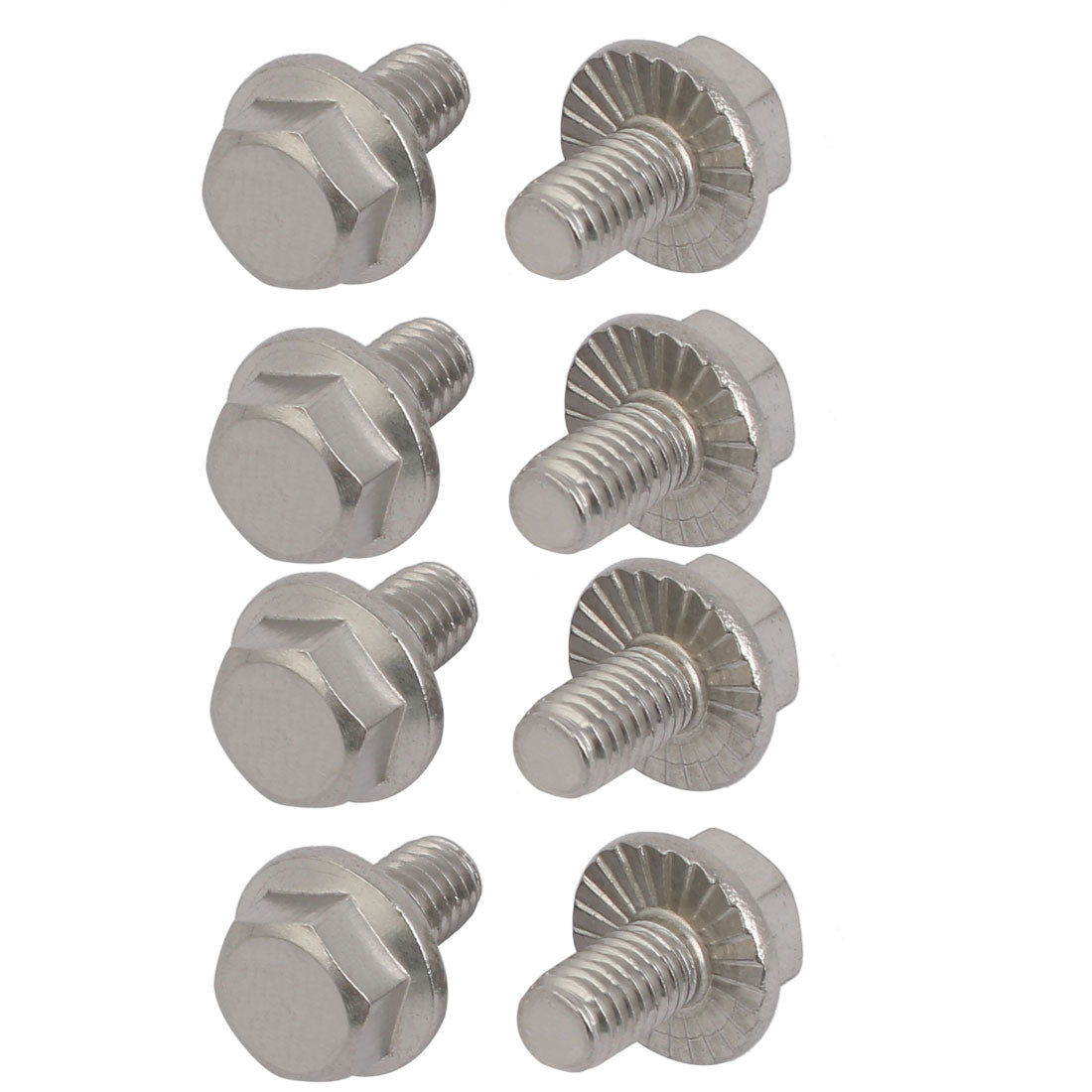 uxcell Uxcell M6x10mm Thread 304 Stainless Steel Hex Head Serrated Flange Screw Bolt 8pcs