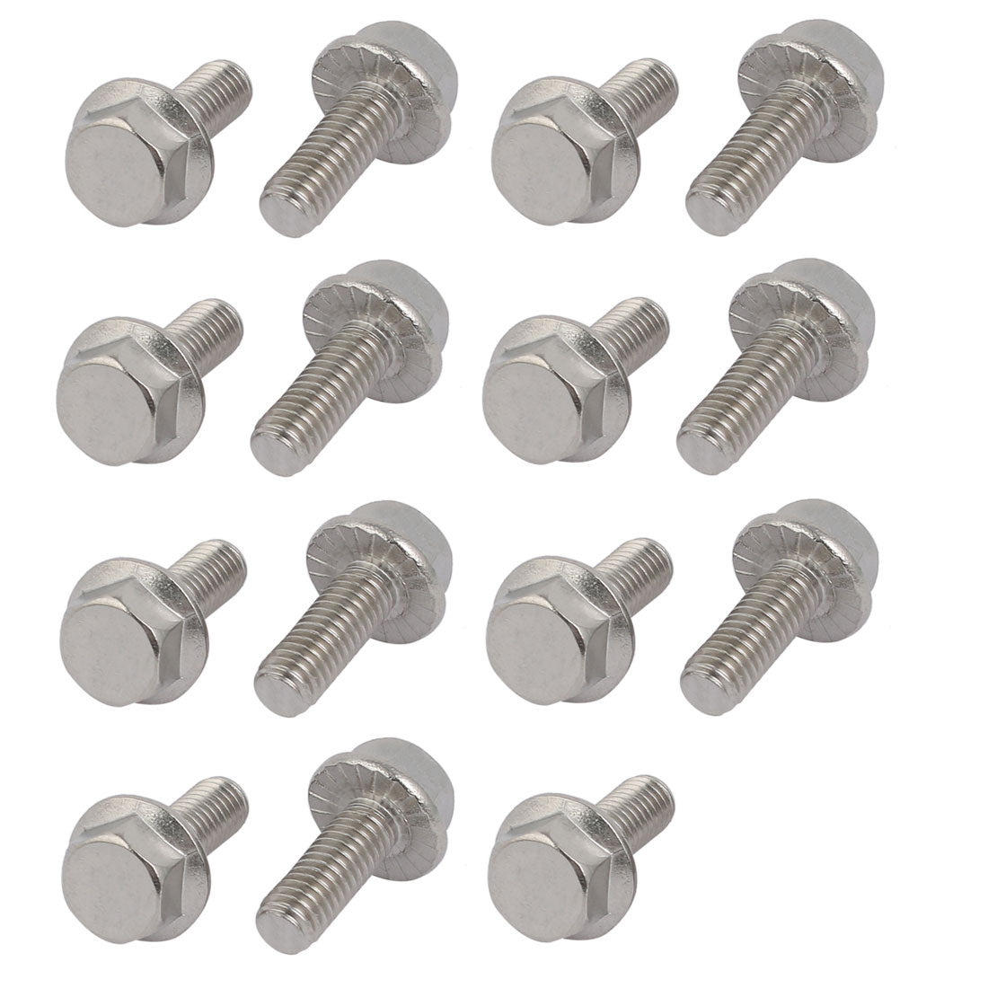 uxcell Uxcell M6x16mm Thread 304 Stainless Steel Hex Head Serrated Flange Screw Bolt 15pcs