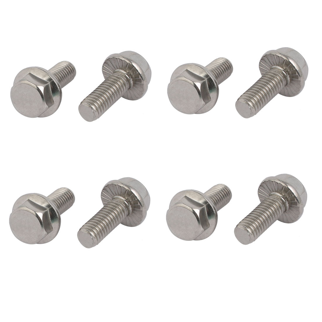 uxcell Uxcell M8x20mm Thread 304 Stainless Steel Hex Head Serrated Flange Screw Bolt 8pcs