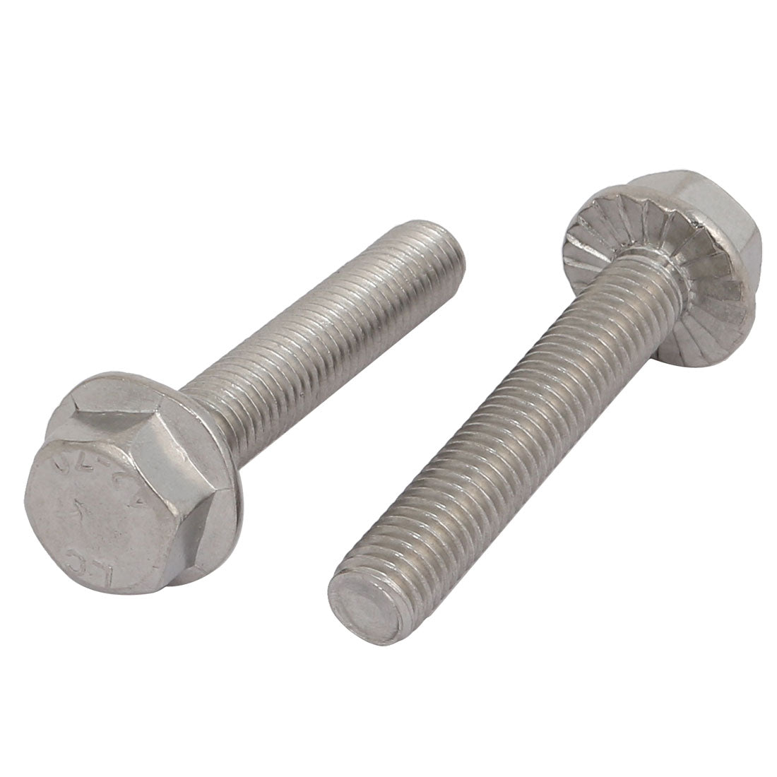 uxcell Uxcell 4Pcs M8 x 45mm Thread 304 Stainless Steel Hex Serrated Head Flange Screw Bolt