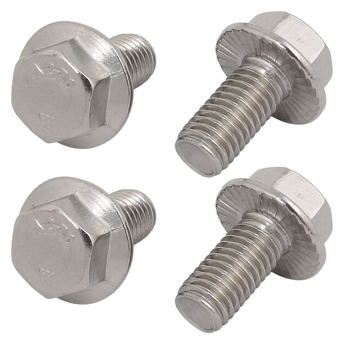 uxcell Uxcell 4Pcs M10 x 20mm Thread 304 Stainless Steel Hex Serrated Head Flange Screw Bolt