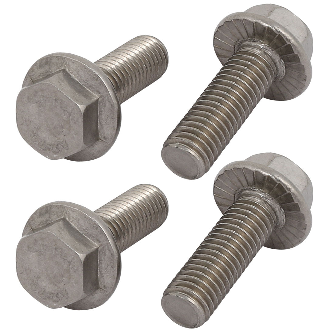 uxcell Uxcell 4Pcs M10 x 30mm Thread 304 Stainless Steel Hex Serrated Head Flange Screw Bolt