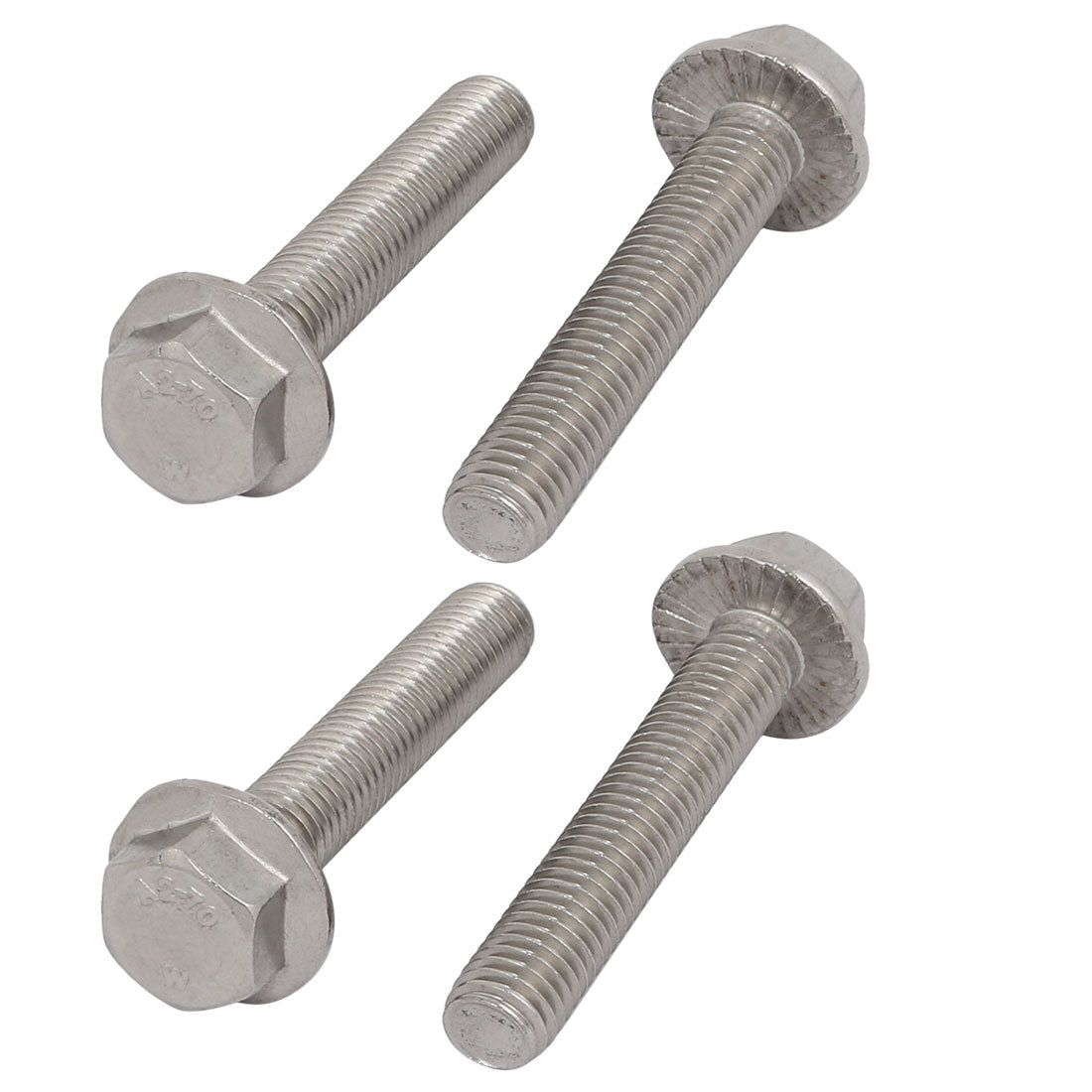 uxcell Uxcell 4Pcs M10 x 55mm Thread 304 Stainless Steel Hex Serrated Head Flange Screw Bolt