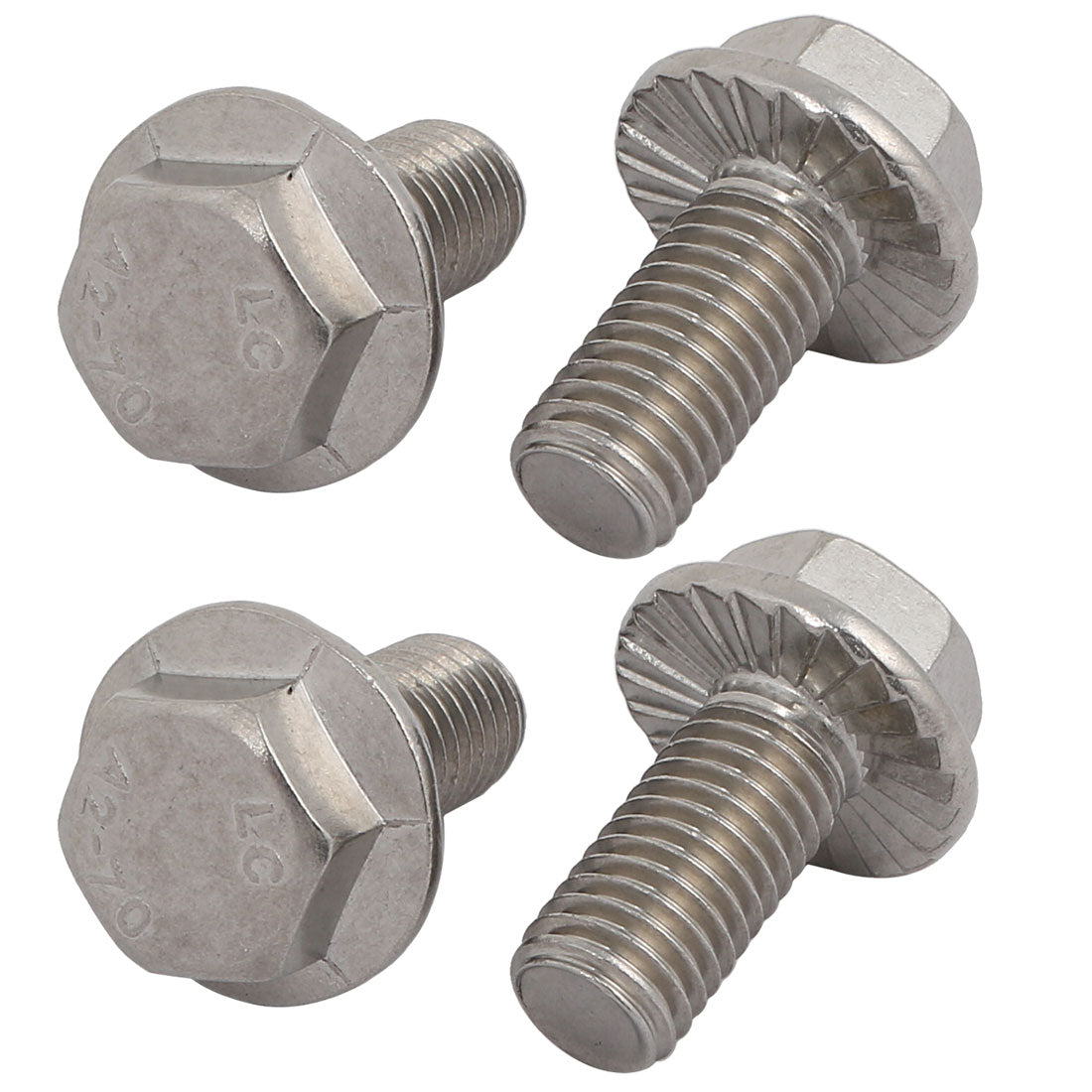 uxcell Uxcell 4Pcs M12 x 25mm Thread 304 Stainless Steel Hex Serrated Head Flange Screw Bolt