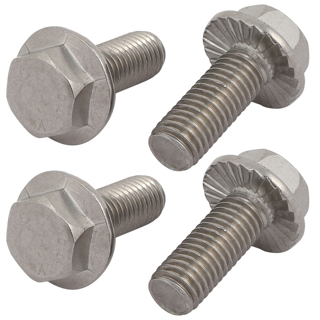 uxcell Uxcell 4Pcs M12 x 30mm Thread 304 Stainless Steel Hex Serrated Head Flange Screw Bolt