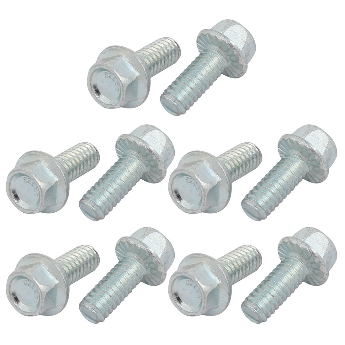 uxcell Uxcell 10Pcs 1/4-20 x 5/8 Inch Thread Carbon Steel Hex Serrated Head Flange Screw Bolt