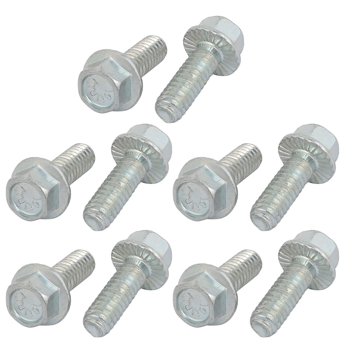 uxcell Uxcell 10Pcs 1/4-20 x 3/4 Inch Thread Carbon Steel Hex Serrated Head Flange Screw Bolt