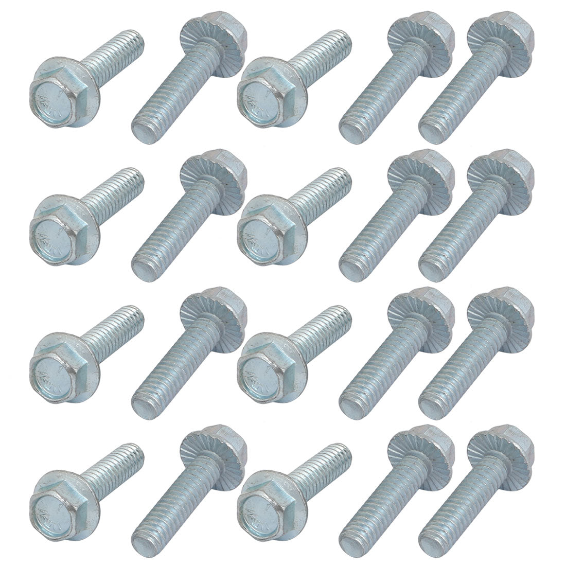 uxcell Uxcell 20Pcs 1/4-20 x 1 Inch Thread Carbon Steel Hex Serrated Head Flange Screw Bolt