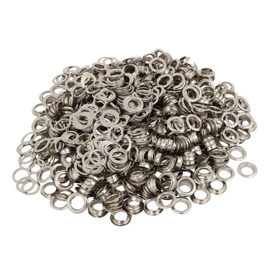 Harfington Uxcell 500pcs 12mm Inner Dia Iron Nickle Plated Eyelet Grommets Kit w Washer for Leather Canvas Clothes Shoes