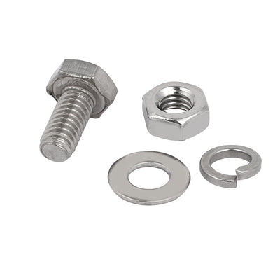 Harfington Uxcell 50pcs 304 Stainless Steel M4x10mm Hex Bolts w Nuts and Washers Assortment Kit