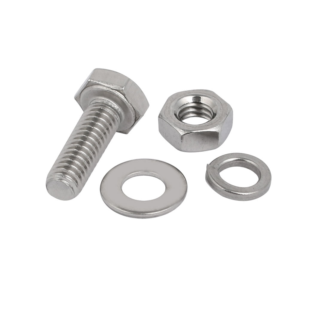 uxcell Uxcell 20pcs 304 Stainless Steel M4x12mm Hex Bolts w Nuts and Washers Assortment Kit