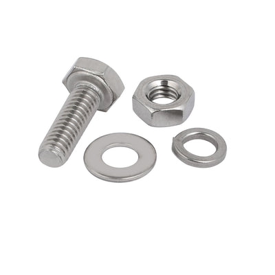 Harfington Uxcell 20pcs 304 Stainless Steel M4x12mm Hex Bolts w Nuts and Washers Assortment Kit