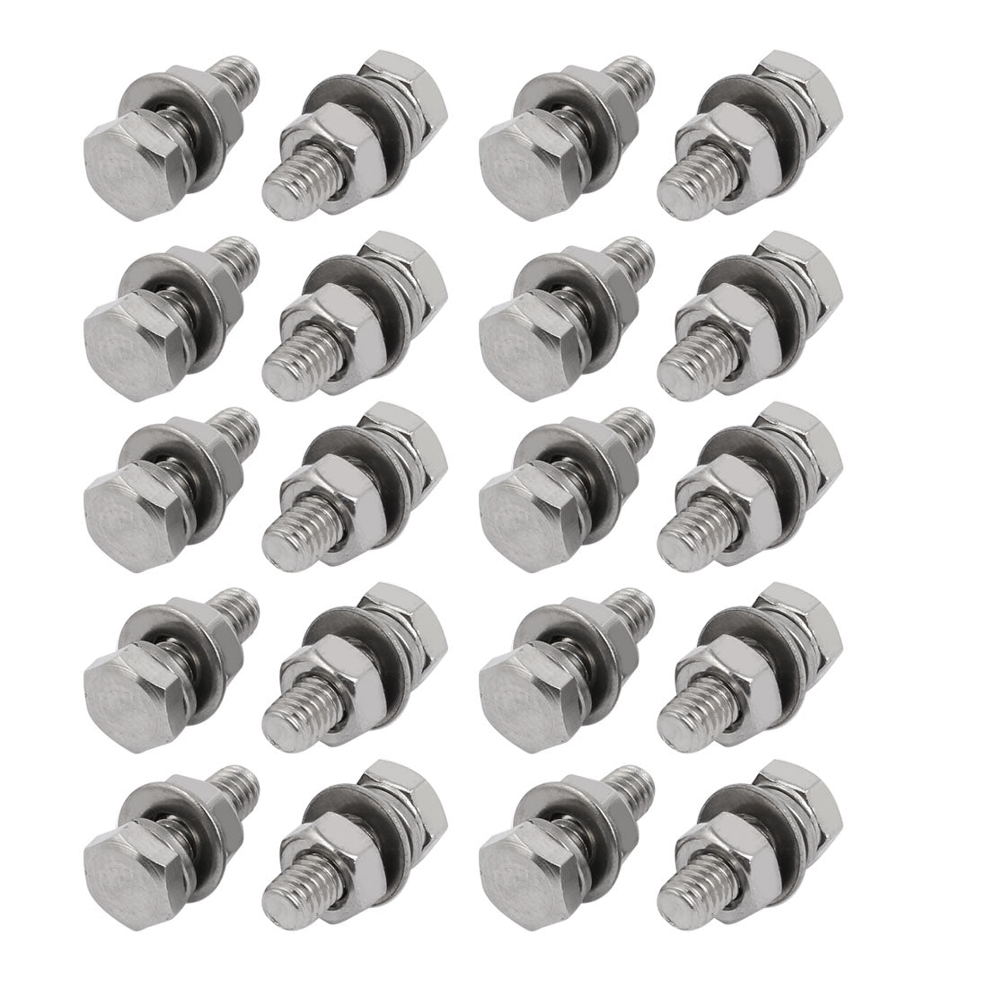 uxcell Uxcell 20pcs 304 Stainless Steel M4x12mm Hex Bolts w Nuts and Washers Assortment Kit