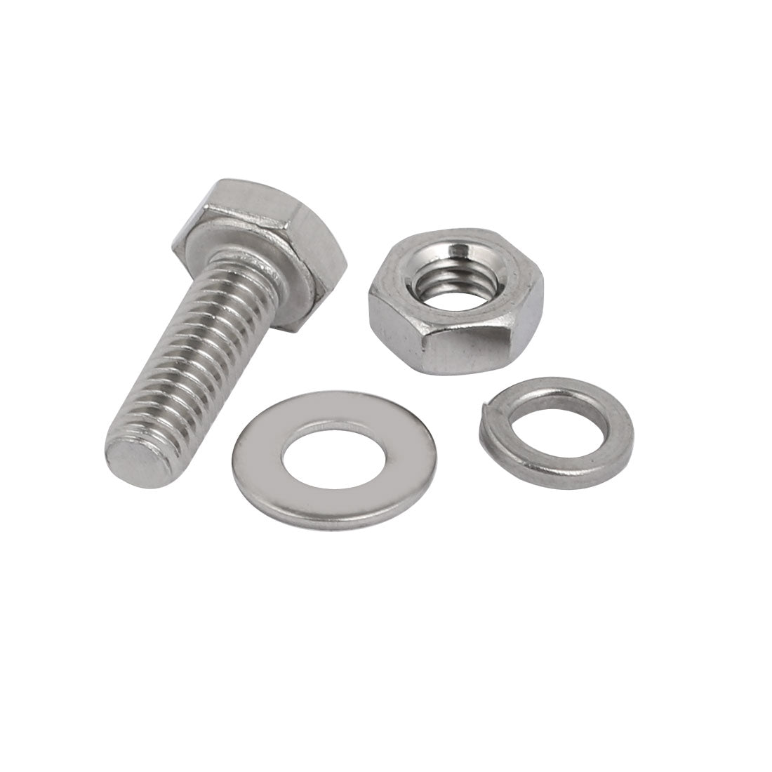 uxcell Uxcell 50pcs 304 Stainless Steel M4x16mm Hex Bolts w Nuts and Washers Assortment Kit