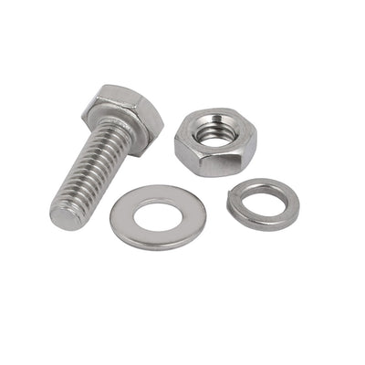 Harfington Uxcell 50pcs 304 Stainless Steel M4x16mm Hex Bolts w Nuts and Washers Assortment Kit