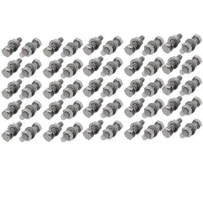 Harfington Uxcell 50pcs 304 Stainless Steel M4x16mm Hex Bolts w Nuts and Washers Assortment Kit