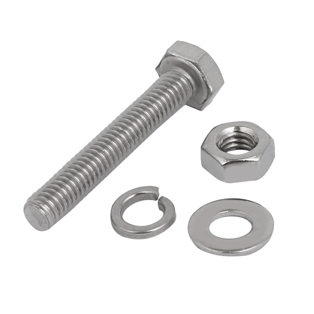 uxcell Uxcell 10pcs 304 Stainless Steel M4x25mm Hex Bolts w Nuts and Washers Assortment Kit