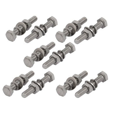 Harfington Uxcell 10pcs 304 Stainless Steel M4x25mm Hex Bolts w Nuts and Washers Assortment Kit