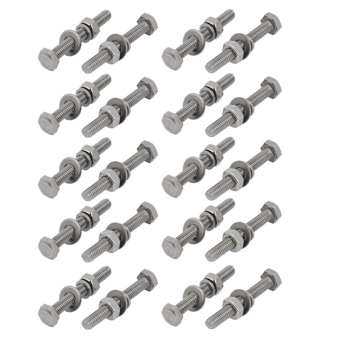 uxcell Uxcell 20pcs 304 Stainless Steel M4x30mm Hex Bolts w Nuts and Washers Assortment Kit