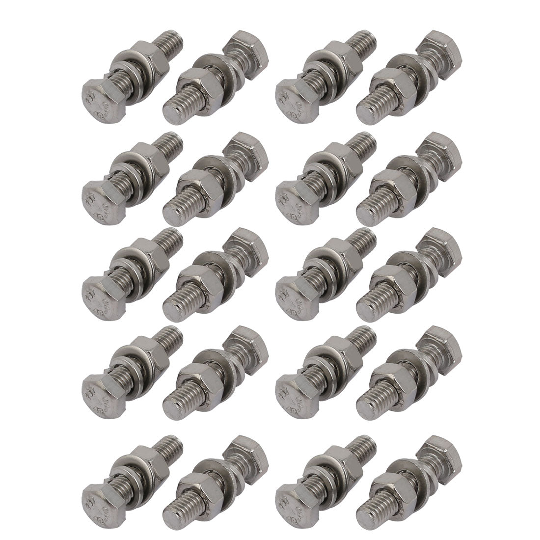uxcell Uxcell 20pcs 304 Stainless Steel M5x20mm Hex Bolts w Nuts and Washers Assortment Kit