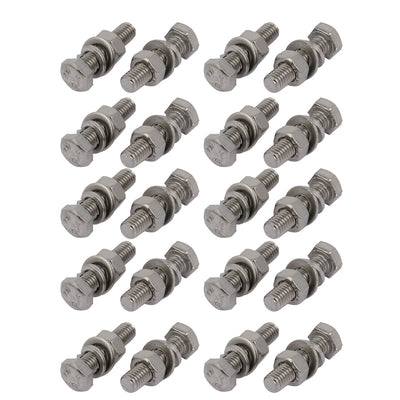 Harfington Uxcell 20pcs 304 Stainless Steel M5x20mm Hex Bolts w Nuts and Washers Assortment Kit