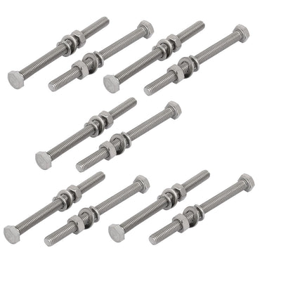 Harfington Uxcell 10pcs 304 Stainless Steel M5x60mm Hex Bolts w Nuts and Washers Assortment Kit