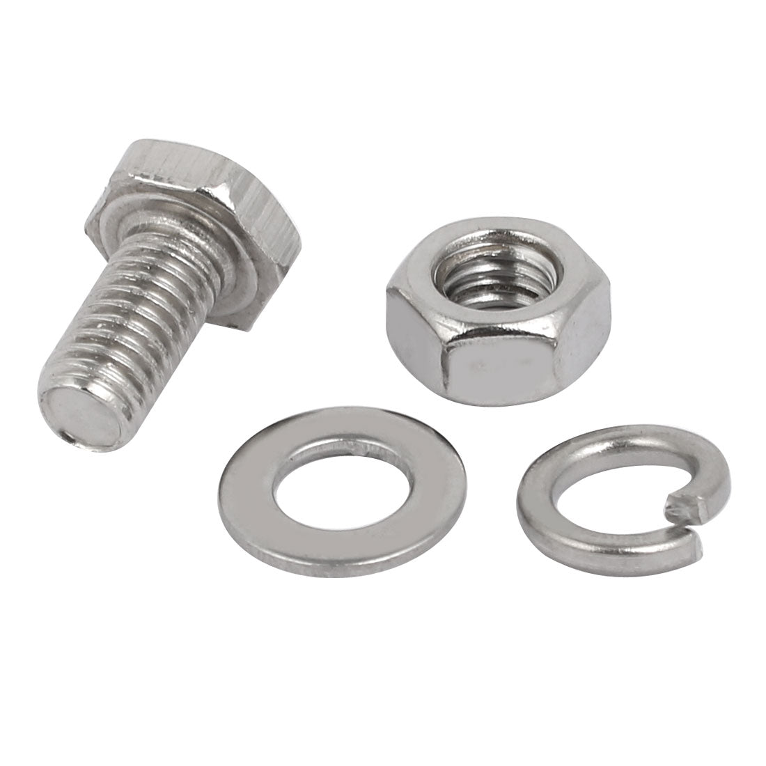 uxcell Uxcell 10pcs 304 Stainless Steel M6x12mm Hex Bolts w Nuts and Washers Assortment Kit