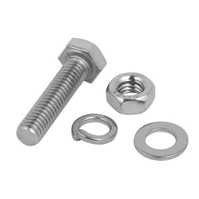 Harfington Uxcell 20pcs 304 Stainless Steel M6x25mm Hex Bolts w Nuts and Washers Assortment Kit
