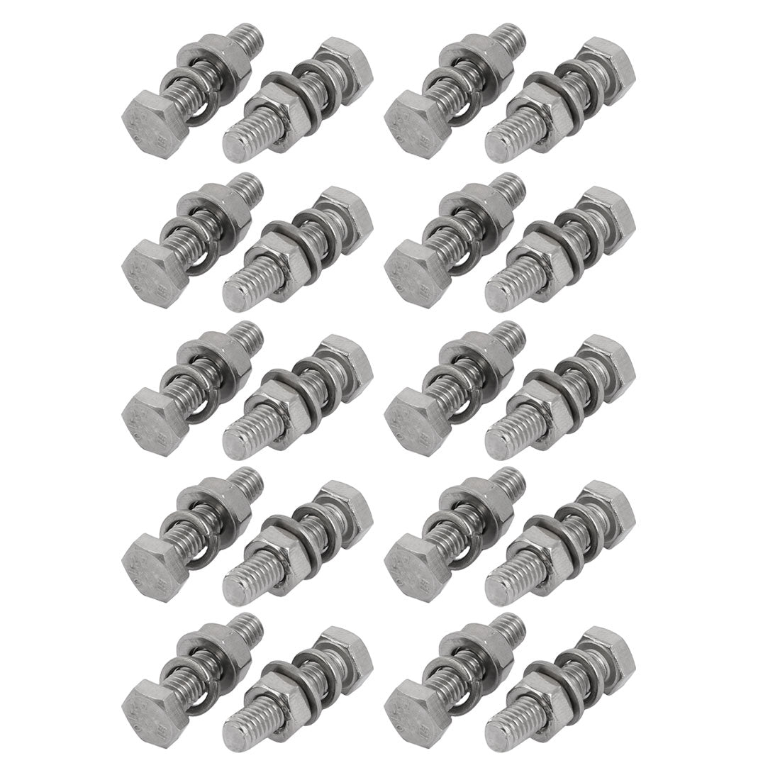 uxcell Uxcell 20pcs 304 Stainless Steel M6x25mm Hex Bolts w Nuts and Washers Assortment Kit