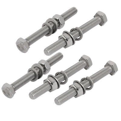 Harfington Uxcell 5pcs 304 Stainless Steel M6x60mm Hex Bolts w Nuts and Washers Assortment Kit