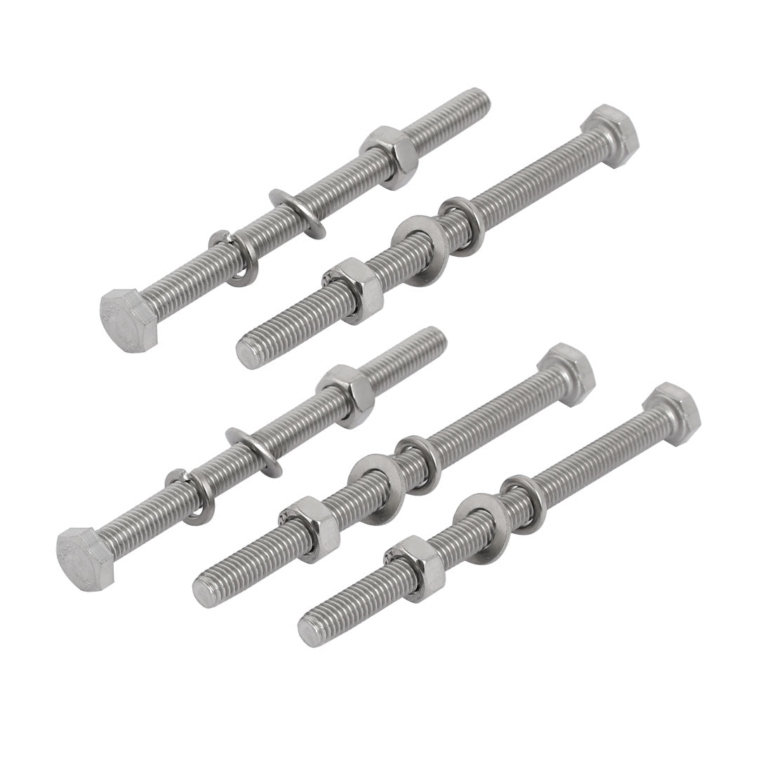 uxcell Uxcell 5pcs 304 Stainless Steel M6x90mm Hex Bolts w Nuts and Washers Assortment Kit