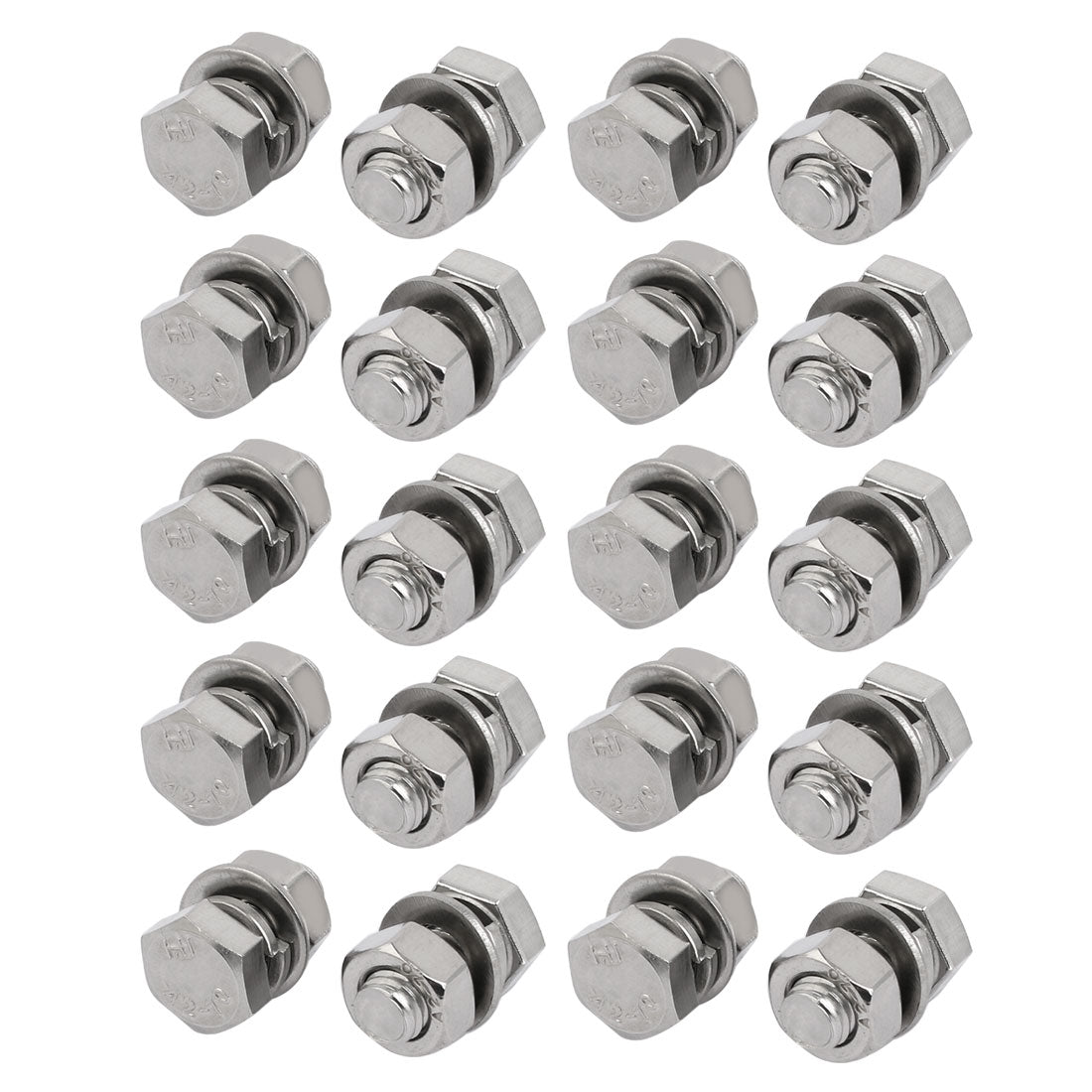 uxcell Uxcell 20 Set M8x20mm 304 Stainless Steel Hex Bolts w Nuts and Washers Assortment Kit