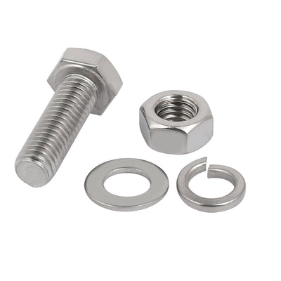 Harfington Uxcell 20 Set M8x25mm 304 Stainless Steel Hex Bolts w Nuts and Washers Assortment Kit