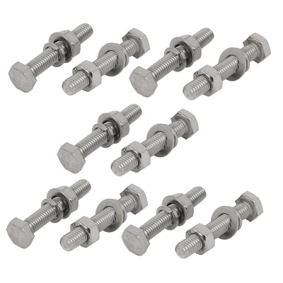 Harfington Uxcell 10 Set M8x45mm 304 Stainless Steel Hex Bolts w Nuts and Washers Assortment Kit