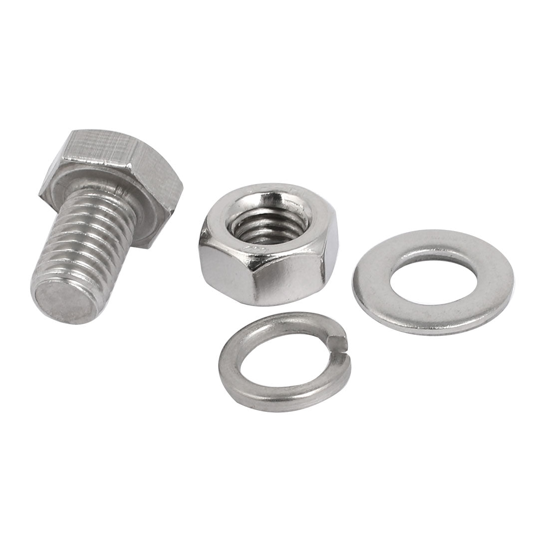 uxcell Uxcell 5 Set M10x20mm 304 Stainless Steel Hex Bolts w Nuts and Washers Assortment Kit