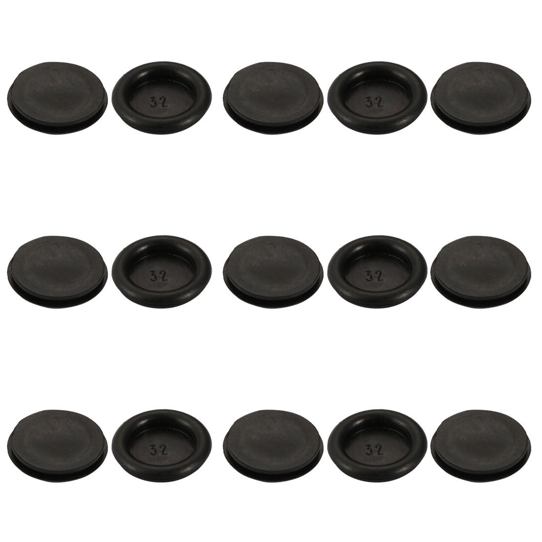 uxcell Uxcell 15pcs Wire Protective Grommets Black Rubber 32mm Dia Single Side Grommets