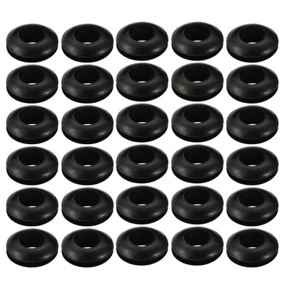 Harfington Uxcell 30pcs Wire Protective Grommets Black Rubber 8mm Double Sided Grommet