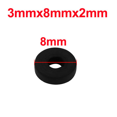 Harfington Uxcell 5pcs Black Rubber Round Flat Washer Assortment Size 3x8x2mm Flat Washer