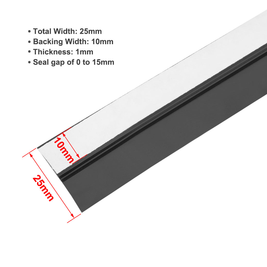 uxcell Uxcell 1"(25mm) Width 4M Long Weather Stripping Frameless Door Bottom Seal Black
