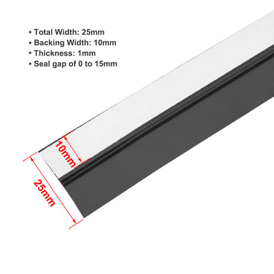 Harfington Uxcell 1"(25mm) Width 4M Long Weather Stripping Frameless Door Bottom Seal Black