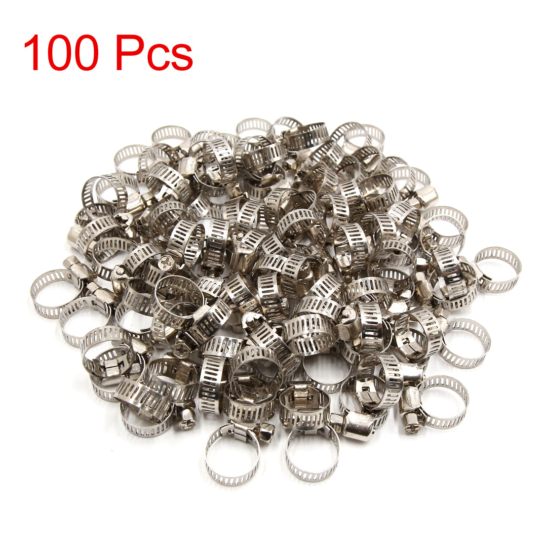 uxcell Uxcell 100 Pcs Car Metal Adjustable 13-19mm Drive Hose Clamp Fuel Line Pipe Tube Tight Clip
